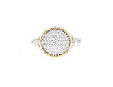 Limited Edition Italian sterling silver ring with 0.79ct diamonds and solid 14K yellow gold accents