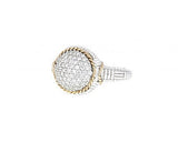 Limited Edition Italian sterling silver ring with 0.79ct diamonds and solid 14K yellow gold accents