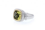 Italian Sterling Silver ring with 14K solid yellow gold accents and a 6.36ct. Lemon Quartz center stone