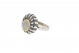 Limited Edition Italian sterling silver ring with 0.22ct diamonds and solid 14K yellow gold accents