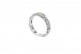 Italian sterling silver ring with 0.11ct diamonds and 14K solid yellow gold accents
