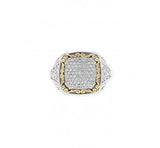 Italian Sterling Silver Cluster Ring with 0.75ct diamonds and 14K solid yellow gold accents