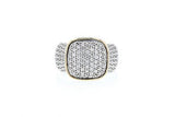 Italian sterling silver ring with 0.86ct diamonds and 14K solid yellow gold accent
