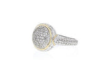 Italian Sterling Silver Ring with 0.79ct diamonds and 14K solid yellow gold accents