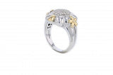 Italian sterling silver ring with 0.35ct diamonds and solid 14K yellow gold accents