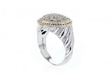 Italian sterling silver ring with 0.48ct diamonds and solid 14K yellow gold accents