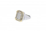 Italian sterling silver ring with 0.26ct diamonds and solid 14K yellow gold accents
