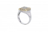 Italian sterling silver ring with 0.26ct diamonds and solid 14K yellow gold accents