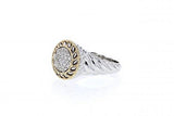 Italian sterling silver ring with 0.25ct diamonds and solid 14K yellow gold accent