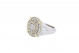 Italian sterling silver ring with 0.43ct diamonds and solid 14K yellow gold accents