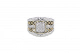 Italian sterling silver ring with 0.38ct diamonds and solid 14K yellow gold accents