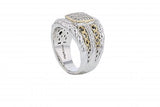Italian sterling silver ring with 0.38ct diamonds and solid 14K yellow gold accents