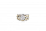 Italian sterling silver ring with 0.47ct diamonds and solid 14K yellow gold accents
