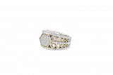 Italian sterling silver ring with 0.47ct diamonds and solid 14K yellow gold accents