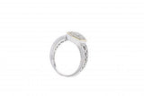 Italian sterling silver ring with 0.32ct diamonds and solid 14K yellow gold accents