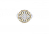Italian sterling silver ring with 0.15ct diamonds and solid 14K yellow gold accents