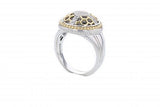 Italian sterling silver ring with 0.15ct diamonds and solid 14K yellow gold accents