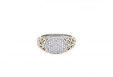 Italian sterling silver ring with 0.42ct diamonds and solid 14K yellow gold accents