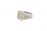 Italian sterling silver ring with 0.22ct diamonds and solid 14K yellow gold accents