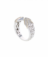 Italian sterling silver ring with 0.26ct diamonds and solid 14K yellow gold accents