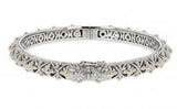 Italian sterling silver bangle bracelet with solid 14K yellow gold accents