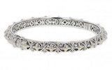 Italian sterling silver bangle bracelet with solid 14K yellow gold accents
