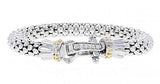 Italian Sterling Silver Bracelet with 0.40ct diamonds and 14K solid yellow gold accents