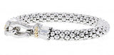 Italian Sterling Silver Bracelet with 0.40ct diamonds and 14K solid yellow gold accents