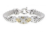 Italian sterling silver bracelet with 0.40ct diamonds and solid 14K yellow gold accents