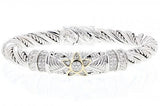 Italian sterling silver bangle bracelet with 0.50ct diamonds and solid 14K yellow gold accents