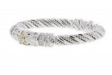 Italian sterling silver bangle bracelet with 0.50ct diamonds and solid 14K yellow gold accents