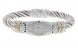 Italian sterling silver bangle bracelet with 0.50ct. diamonds and solid 14K yellow gold accent