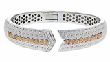 Italian Sterling Silver Bangle Bracelet with .19ct. diamonds and 14K solid rose gold accents