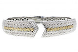 Italian Sterling Silver Bangle Bracelet with .20ct. diamonds and 14K solid yellow gold accents