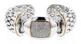 Italian Sterling Silver Cuff Bracelet with 1.11ct diamonds and 14K solid yellow gold accents