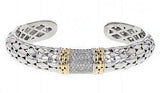 Italian Sterling Silver Bracelet with 0.46ct diamonds and 14K solid yellow gold accents