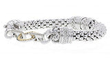 Italian Sterling Silver Bracelet with 0.06ct diamonds and 14K solid yellow gold accents
