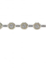 Italian Sterling Silver Bracelet with 14K solid yellow gold accents