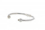 Italian Sterling Silver Bracelet with 0.16ct diamonds and 14K solid yellow gold accents