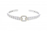 Italian silver hinge bracelet with 0.19ct H color VS diamonds and 14k solid yellow gold accent