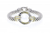 Italian Sterling Silver Logo Bracelet with 0.07ct diamonds and 14K solid yellow gold accents