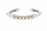 Italian Sterling Silver Hinge Bracelet with 0.55ct. diamonds and 14K solid yellow gold accents