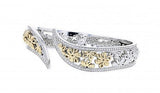 Italian sterling silver hinge bracelet with 0.32ct. diamonds and solid 14K yellow gold accents