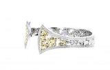 Italian sterling silver hinge bracelet with 0.33ct. diamonds and solid 14K yellow gold accents