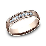 14K White Gold/Yellow Gold/Rose Gold 6mm Comfort-Fit Diamond Wedding Ring
