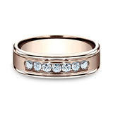 14K White Gold/Yellow Gold/Rose Gold 6mm Comfort-Fit Diamond Wedding Ring