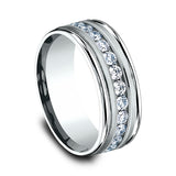 14K White Gold/Yellow Gold 8mm Comfort-Fit Diamond Wedding Band