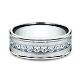 14K White Gold/Yellow Gold 8mm Comfort-Fit Diamond Wedding Band