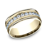 14K White Gold/Yellow Gold 8mm Comfort-Fit Diamond Wedding Band