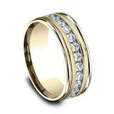 14K White Gold/Yellow Gold 8mm Comfort-Fit Diamond Wedding Band